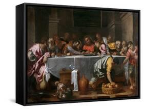 La Cene  (The Last Supper) Peinture D'agostino Carracci (1557-1602) 1594 Dim 172X237 Cm Museo Del-Agostino Carracci-Framed Stretched Canvas