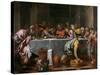 La Cene  (The Last Supper) Peinture D'agostino Carracci (1557-1602) 1594 Dim 172X237 Cm Museo Del-Agostino Carracci-Stretched Canvas