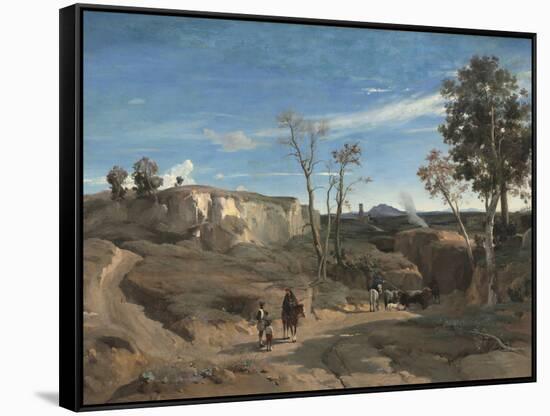 La Cervara, the Roman Campagna, C.1830-1831 (Oil on Fabric)-Jean Baptiste Camille Corot-Framed Stretched Canvas