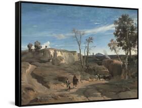 La Cervara, the Roman Campagna, C.1830-1831 (Oil on Fabric)-Jean Baptiste Camille Corot-Framed Stretched Canvas