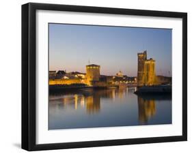 La Chaine and St. Nicholas Towers, La Rochelle at Dusk, Charente-Maritime, France-Stuart Hazel-Framed Photographic Print