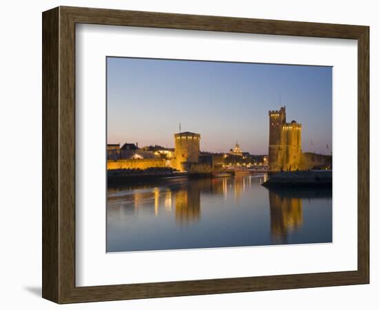 La Chaine and St. Nicholas Towers, La Rochelle at Dusk, Charente-Maritime, France-Stuart Hazel-Framed Photographic Print