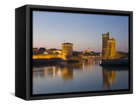 La Chaine and St. Nicholas Towers, La Rochelle at Dusk, Charente-Maritime, France-Stuart Hazel-Framed Stretched Canvas