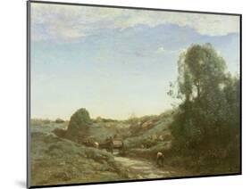 La Charette, Memory of Marcoussis-Jean-Baptiste-Camille Corot-Mounted Giclee Print