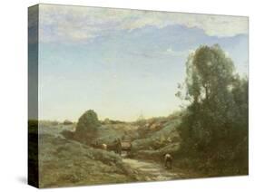 La Charette, Memory of Marcoussis-Jean-Baptiste-Camille Corot-Stretched Canvas