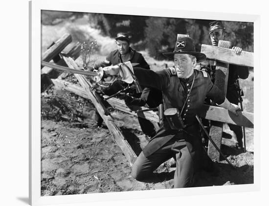 La Charge Fantastique THEY DIED WITH THEIR BOOTS ON by Raoul Walsh with Errol Flynn, 1941 (b/w phot-null-Framed Photo