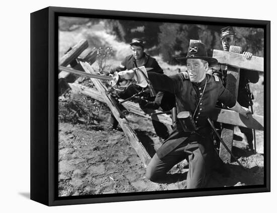 La Charge Fantastique THEY DIED WITH THEIR BOOTS ON by Raoul Walsh with Errol Flynn, 1941 (b/w phot-null-Framed Stretched Canvas