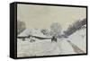 La charrette. Route sous la neige à Honfleur, avec la ferme de Saint-Siméon-Claude Monet-Framed Stretched Canvas