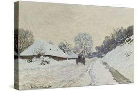 La charrette. Route sous la neige à Honfleur, avec la ferme de Saint-Siméon-Claude Monet-Stretched Canvas