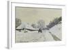 La charrette. Route sous la neige à Honfleur, avec la ferme de Saint-Siméon-Claude Monet-Framed Giclee Print