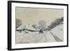 La charrette. Route sous la neige à Honfleur, avec la ferme de Saint-Siméon-Claude Monet-Framed Giclee Print