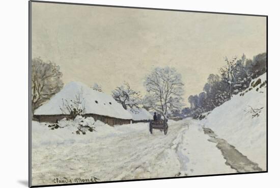 La charrette. Route sous la neige à Honfleur, avec la ferme de Saint-Siméon-Claude Monet-Mounted Giclee Print