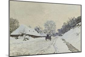 La charrette. Route sous la neige à Honfleur, avec la ferme de Saint-Siméon-Claude Monet-Mounted Giclee Print