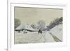 La charrette. Route sous la neige à Honfleur, avec la ferme de Saint-Siméon-Claude Monet-Framed Giclee Print