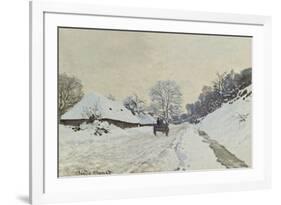 La charrette. Route sous la neige à Honfleur, avec la ferme de Saint-Siméon-Claude Monet-Framed Giclee Print