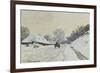 La charrette. Route sous la neige à Honfleur, avec la ferme de Saint-Siméon-Claude Monet-Framed Giclee Print