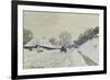 La charrette. Route sous la neige à Honfleur, avec la ferme de Saint-Siméon-Claude Monet-Framed Giclee Print