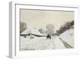 La Charrette. Route sous la neige à Honfleur, avec la ferme Saint Siméon-Claude Monet-Framed Giclee Print