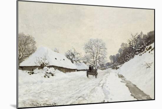 La Charrette. Route sous la neige à Honfleur, avec la ferme Saint Siméon-Claude Monet-Mounted Giclee Print