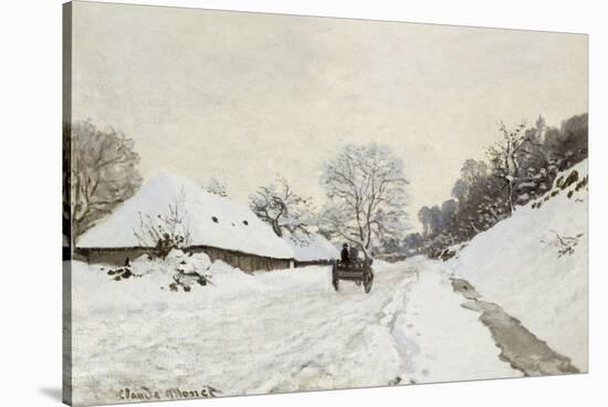 La Charrette. Route sous la neige à Honfleur, avec la ferme Saint Siméon-Claude Monet-Stretched Canvas