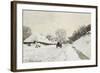 La Charrette. Route sous la neige à Honfleur, avec la ferme Saint Siméon-Claude Monet-Framed Giclee Print