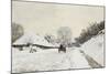 La Charrette. Route sous la neige à Honfleur, avec la ferme Saint Siméon-Claude Monet-Mounted Giclee Print