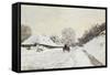 La Charrette. Route sous la neige à Honfleur, avec la ferme Saint Siméon-Claude Monet-Framed Stretched Canvas