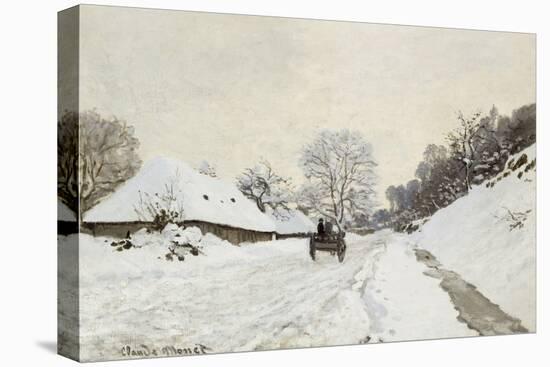 La Charrette. Route sous la neige à Honfleur, avec la ferme Saint Siméon-Claude Monet-Stretched Canvas