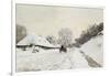 La Charrette. Route sous la neige à Honfleur, avec la ferme Saint Siméon-Claude Monet-Framed Giclee Print