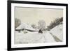 La Charrette. Route sous la neige à Honfleur, avec la ferme Saint Siméon-Claude Monet-Framed Giclee Print