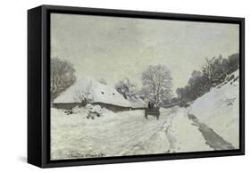 La Charrette, Route Sous La Neige a Honfleur-Claude Monet-Framed Stretched Canvas