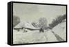 La Charrette, Route Sous La Neige a Honfleur-Claude Monet-Framed Stretched Canvas