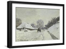 La Charrette, Route Sous La Neige a Honfleur-Claude Monet-Framed Giclee Print