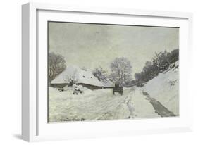 La Charrette, Route Sous La Neige a Honfleur-Claude Monet-Framed Giclee Print