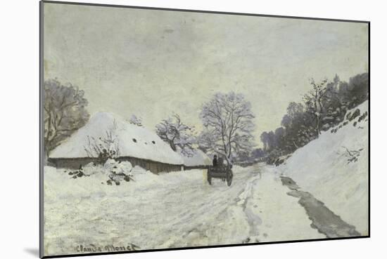 La Charrette, Route Sous La Neige a Honfleur-Claude Monet-Mounted Giclee Print