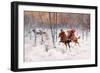 La Chasse a L'elan - Elk Hunting Par Frenz, Rudolf Ferdinandovich (1831-1918), - Watercolour, Gouac-Rudolph Frenz-Framed Giclee Print