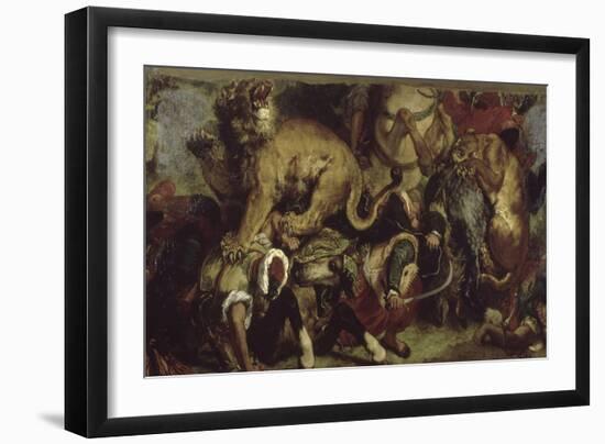 La Chasse aux lions-Eugene Delacroix-Framed Giclee Print