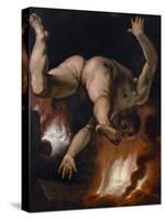 La Chute D'ixion (The Fall of Ixion) (Le Roi Des Lapithes, Nu, Tombe Dans Le Feu Des Enfers) - Oil-Cornelis Cornelisz van Haarlem-Stretched Canvas