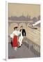 La Cite Art Deco Scene of Couple Watching Riverboat - Paris, France-Lantern Press-Framed Art Print