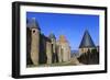 La Cite, battlements and spiky turrets, Les Lices, Carcassonne, UNESCO World Heritage Site, France-Eleanor Scriven-Framed Photographic Print