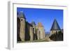 La Cite, battlements and spiky turrets, Les Lices, Carcassonne, UNESCO World Heritage Site, France-Eleanor Scriven-Framed Photographic Print