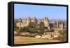 La Cite, historic fortified city, Carcassonne, UNESCO World Heritage Site, France-Eleanor Scriven-Framed Stretched Canvas