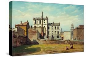 La cité Nys, rue de l'Orillon (à droite l'église Saint-Joseph en construction)-C. Busilliet-Stretched Canvas