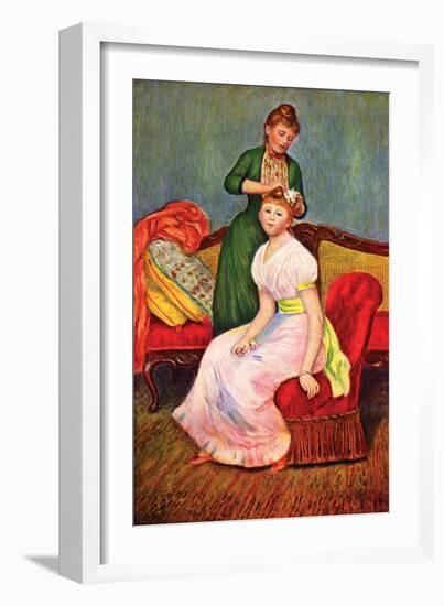 La Coiffure-Pierre-Auguste Renoir-Framed Art Print