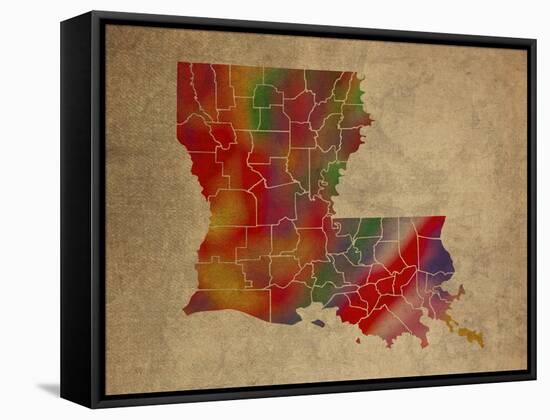 LA Colorful Counties-Red Atlas Designs-Framed Stretched Canvas