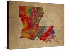 LA Colorful Counties-Red Atlas Designs-Stretched Canvas