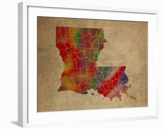 LA Colorful Counties-Red Atlas Designs-Framed Giclee Print