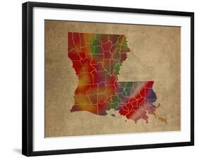 LA Colorful Counties-Red Atlas Designs-Framed Giclee Print