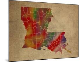 LA Colorful Counties-Red Atlas Designs-Mounted Giclee Print