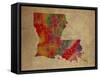 LA Colorful Counties-Red Atlas Designs-Framed Stretched Canvas